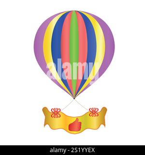 Ein Ballon mit Bannerdekorationsbändern, Handsymbol Stock Vektor