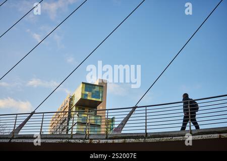 Spinningfields hieß das Manchester Civil Justice Centre und das Lowry Bridge District Registry des High Court, das Familienverfahrensgericht der Stadt Stockfoto