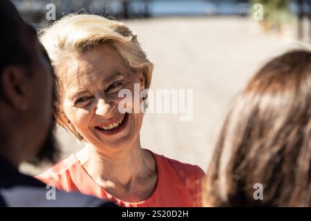 Ursula von der Leyen EVP-Kandidat für das Amt des Präsidenten der Europäischen Kommission, die auf dem Kopenhagener Demokratiegipfel in Skuespilhuset zu sehen war. Stockfoto