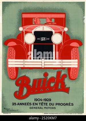 Oldtimer-Werbeplakat: Buick, 25-jähriges Jubiläum, von Rene Vincent, 1929. Stockfoto