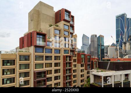 Das Sirius Building, ein Apartmentkomplex im „brutalistischen“ Stil in The Rocks, Sydney, Australien Stockfoto