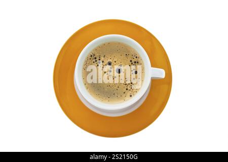 Eine Tasse Kaffee. Kaffeetasse vor weißem Hintergrund. Österreich Stockfoto