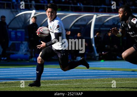 Tokio Japan. Januar 2025. Koki Takeyama (Wild Knights), 4. JANUAR 2025 - Rugby : Japan Rugby League One 2024-25 Spiel zwischen RICOH Black Rams Tokyo 16-39 Saitama Panasonic Wild Knights im Komazawa Olympic Park General Sports Ground in Tokio Japan. Quelle: SportsPressJP/AFLO/Alamy Live News Stockfoto