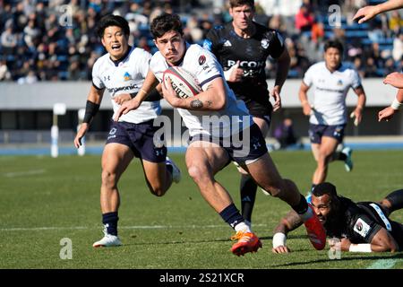 Tokio Japan. Januar 2025. Dylan Riley (Wild Knights), 4. JANUAR 2025 - Rugby : Japan Rugby League One 2024-25 Spiel zwischen RICOH Black Rams Tokyo 16-39 Saitama Panasonic Wild Knights im Komazawa Olympic Park General Sports Ground in Tokio Japan. Quelle: SportsPressJP/AFLO/Alamy Live News Stockfoto