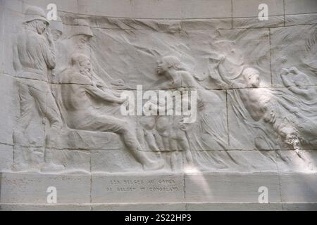 Monument aux pionniers belges au Congo / Monument voor de Belgische Pioniers im Kongo (Denkmal für die belgischen Pioniere im Kongo) im Parc du Cinquante Stockfoto