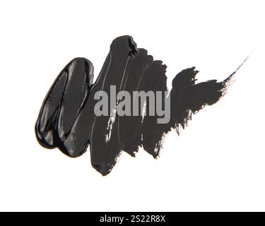 Schwarze Pinselstriche isoliert auf weißem Hintergrund. Von Hand lackieren. Stockfoto