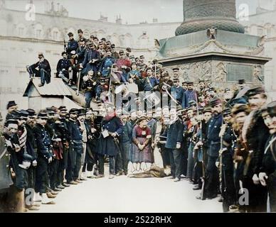 Federes vor der Vendome-Säule während der Kommune, 1871 - Foto nach Bruno Braquehais (1823–75) späterer Färbung. Stockfoto