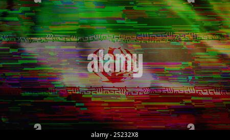 Iranische digitale Technologie markiert Cyberhintergrund. Illustration des iranischen Banners Cyberangriff und Spionage. Stockfoto