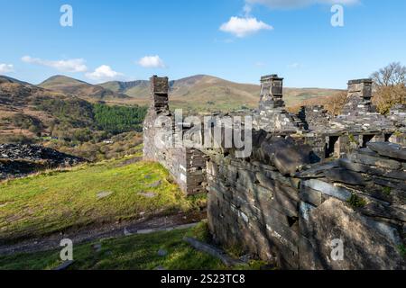 Anglesey Barracks im Dinorwig-Steinbruch oberhalb von Llanberis in den Bergen von Nordwales. Stockfoto