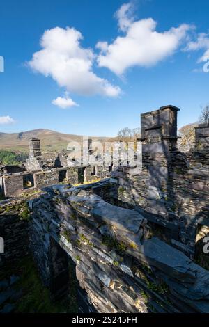 Anglesey Barracks im Dinorwig-Steinbruch oberhalb von Llanberis in den Bergen von Nordwales. Stockfoto