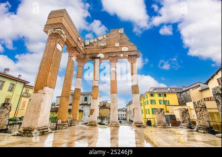 Antike Ruinen des römischen Tempels Capitolium (Tempio Capitolino) in Brescia, Italien Stockfoto