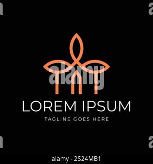 Einfaches minimalistisches Home Baum Blatt für Natur Kräuter Produkt Symbol Monogramm Linie Logo Design Vektor Stock Vektor