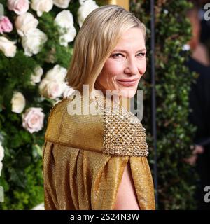 Beverly Hills, Usa. Januar 2025. BEVERLY HILLS, LOS ANGELES, KALIFORNIEN, USA - 5. JANUAR: Cate Blanchett kommt zu den 82. Jährlichen Golden Globe Awards, die am 5. Januar 2025 im Beverly Hilton Hotel in Beverly Hills, Los Angeles, Kalifornien, USA, stattfinden. (Foto: Xavier Collin/Image Press Agency) Credit: Image Press Agency/Alamy Live News Stockfoto