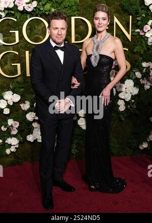 BEVERLY HILLS, LOS ANGELES, KALIFORNIEN, USA - 5. JANUAR: Ewan McGregor und Mary Elizabeth Winstead kommen zu den 82. Jährlichen Golden Globe Awards, die am 5. Januar 2025 im Beverly Hilton Hotel in Beverly Hills, Los Angeles, Kalifornien, USA, stattfinden. (Foto: Xavier Collin/Image Press Agency) Stockfoto
