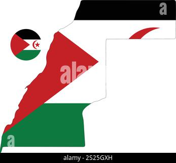 Sahrawi Arabische Demokratische Republik Karte und Flagge Stock Vektor