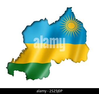 Ruanda-Flagge abzubilden, drei dimensionalen Render, isoliert auf weiss Stockfoto