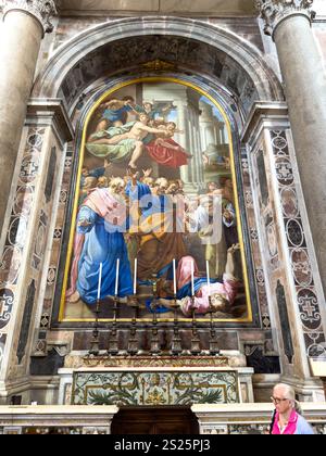 Altar des Mosaikaltars der Lie im Petersdom, Vatikanstadt, Rom, Italien. Nach dem Originalgemälde von Cristoforo Roncalli im Jahr 1604 Stockfoto
