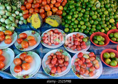 Fegetable am Tag Markt in der Stadt Phuket auf der Insel Phuket im Süden von Thailand in Südostasien. Stockfoto