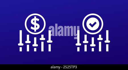Dynamische Preisgestaltung oder flexible Preisvektorsymbole Stock Vektor