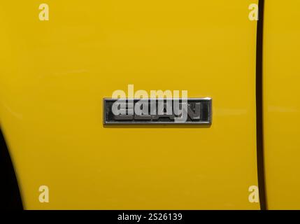 Gelber 1969 Lotus Elan SE S4 klassischer britischer Sportwagen Stockfoto