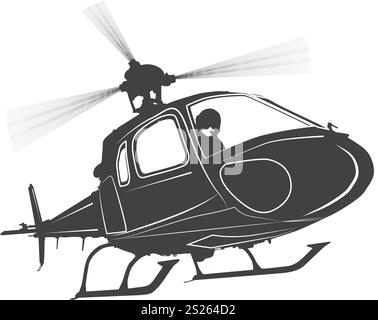 Fliegender Hubschraubervektor mit Pilot Stock Vektor