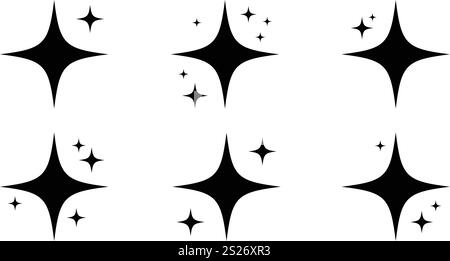 Set von Vektorillustrationen von funkelnden Sternen Flare Icon isoliert auf weiß Stock Vektor