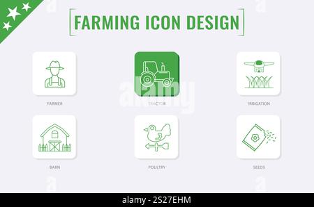 Design mit dünnen Konturen für Symbole in der Landwirtschaft, gut für Web- und mobile Apps Stock Vektor