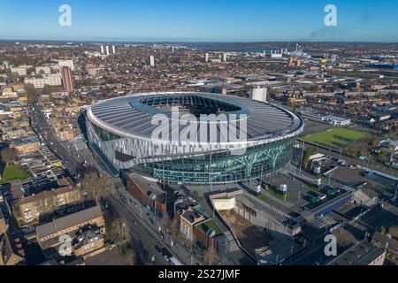 Luftaufnahme des Tottenham Hotspur Stadions, Tottenham, London, Großbritannien. Stockfoto
