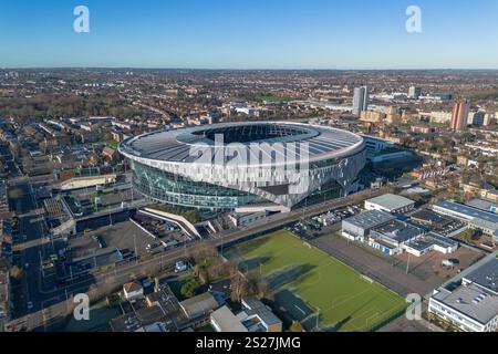 Luftaufnahme des Tottenham Hotspur Stadions, Tottenham, London, Großbritannien. Stockfoto