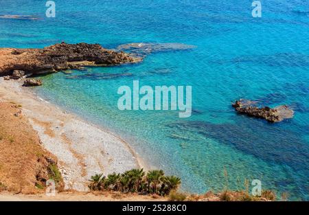 Azure Tyrrhenische Meer malerische Bucht und Bue Marino Beach View, Taormina, San Vito Lo Capo, Sizilien, Italien Stockfoto