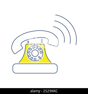 Alte Telefon Symbol. Thin Line Design. Vector Illustration. Stockfoto