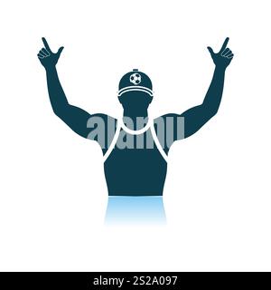 Fußball-Fan mit Hands Up-Symbol. Schatten Reflexion Design. Vector Illustration. Stockfoto