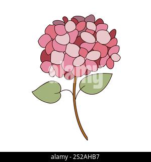 Handgezeichnete Illustration mit Hortensie Blume Stockfoto