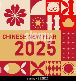 Chinesisches Mondneujahr 2025 Stock Vektor