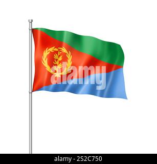 Eritrea Flagge, dreidimensionales Rendern, isoliert auf weißem Stockfoto