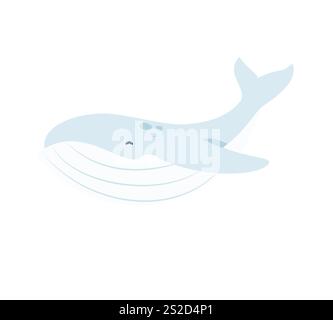 Meerestier Weißwal isoliert auf weißem Hintergrund. Unterwasserwelt. Zeichentrickwal. Vektorabbildung Stock Vektor