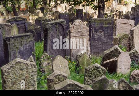 Tschechien, Prag, der Alte jüdische Friedhof ist einer der größten seiner Art in Europa und eines der wichtigsten jüdischen historischen Denkmäler Stockfoto