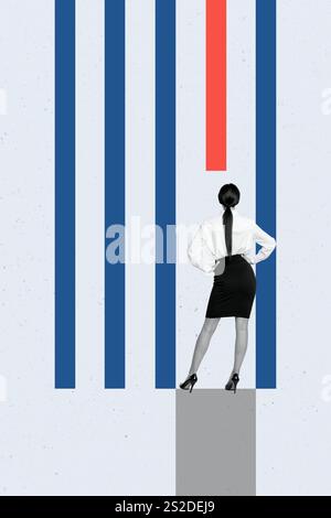 Poster aus Composite-Sketch-Bild-Collage eines Unternehmers Personalarbeiter, der junge Damen anstellt, formalwear Stand Back Stockfoto