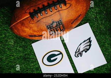 PHILADELPHIA, 6. JANUAR 2025: Green Bay Packers vs. Philadelphia Eagles, NFL Wild Card Round. Ein American Football-Spiel für die Saison 2025. Datei Pho Stockfoto