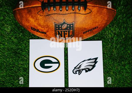 PHILADELPHIA, 6. JANUAR 2025: Green Bay Packers vs. Philadelphia Eagles, NFL Wild Card Round. Ein American Football-Spiel für die Saison 2025. Datei Pho Stockfoto
