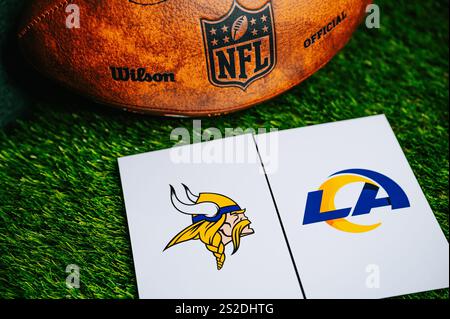 LOS ANGELES, 6. JANUAR 2025: Minnesota Vikings vs. LOS Angeles Rams, NFL Wild Card Round. American Football Spiel für Saison 2025 Dateifoto für 2025 Stockfoto