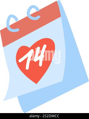 Minimalistisches Kalendersymbol vom 14. februar mit Herzdesign zum valentinstag. Stock Vektor