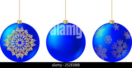 Weihnachtsball isoliert. Blauer Neujahrsbaumschmuck. Design-Element für Weihnachtsfeiern. Stock Vektor