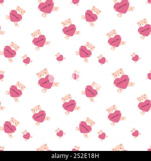 Niedliche Liebesmuster mit Valentinselementen. Kreativer Hintergrund für Hochzeitskarte, Textil, Geschenkpapier. . Vektorabbildung. Stock Vektor