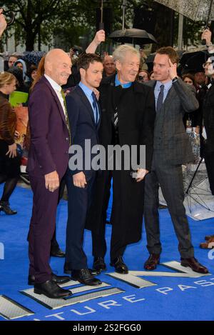 Sir Patrick Stewart, James McAvoy, Sir Ian McKellen und Michael Fassbender nehmen an der britischen Premiere von X-Men: Days of Future Past in London Teil. 12. Mai 2014 am Odeon Leicester Square, London Stockfoto