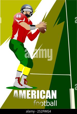 American Football Spieler Silhouette in Aktion. vektorgrafik 3D Stock Vektor