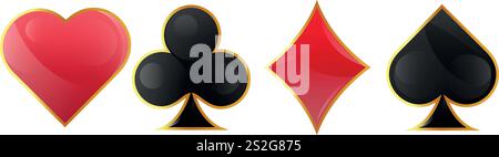 Satz Spielkarten Symbole für Casino. Stock Vektor