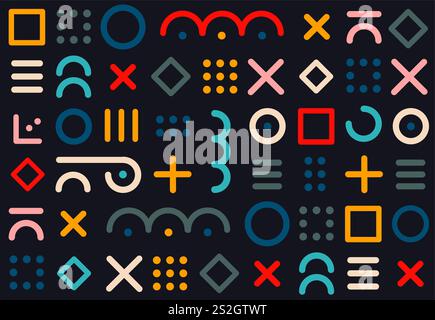 Fun seamless colorful line doodle pattern. Creative minimalist style art background for kids or fashion design. Stock Vektor