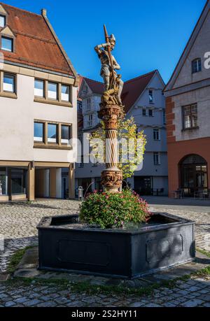 Der Georgsbrunnen in der historischen Altstadt von Ulm Stockfoto
