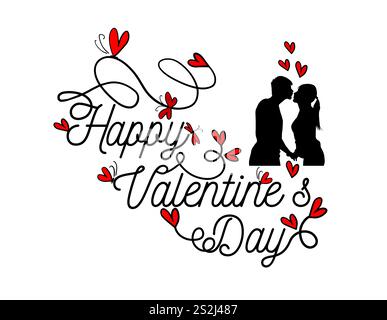 Happy Valentines Day Typografie. Romantisches Design für valentinstag am 14. Februar. Tapete, Flyer, Poster, Aufkleber, Banner Stock Vektor